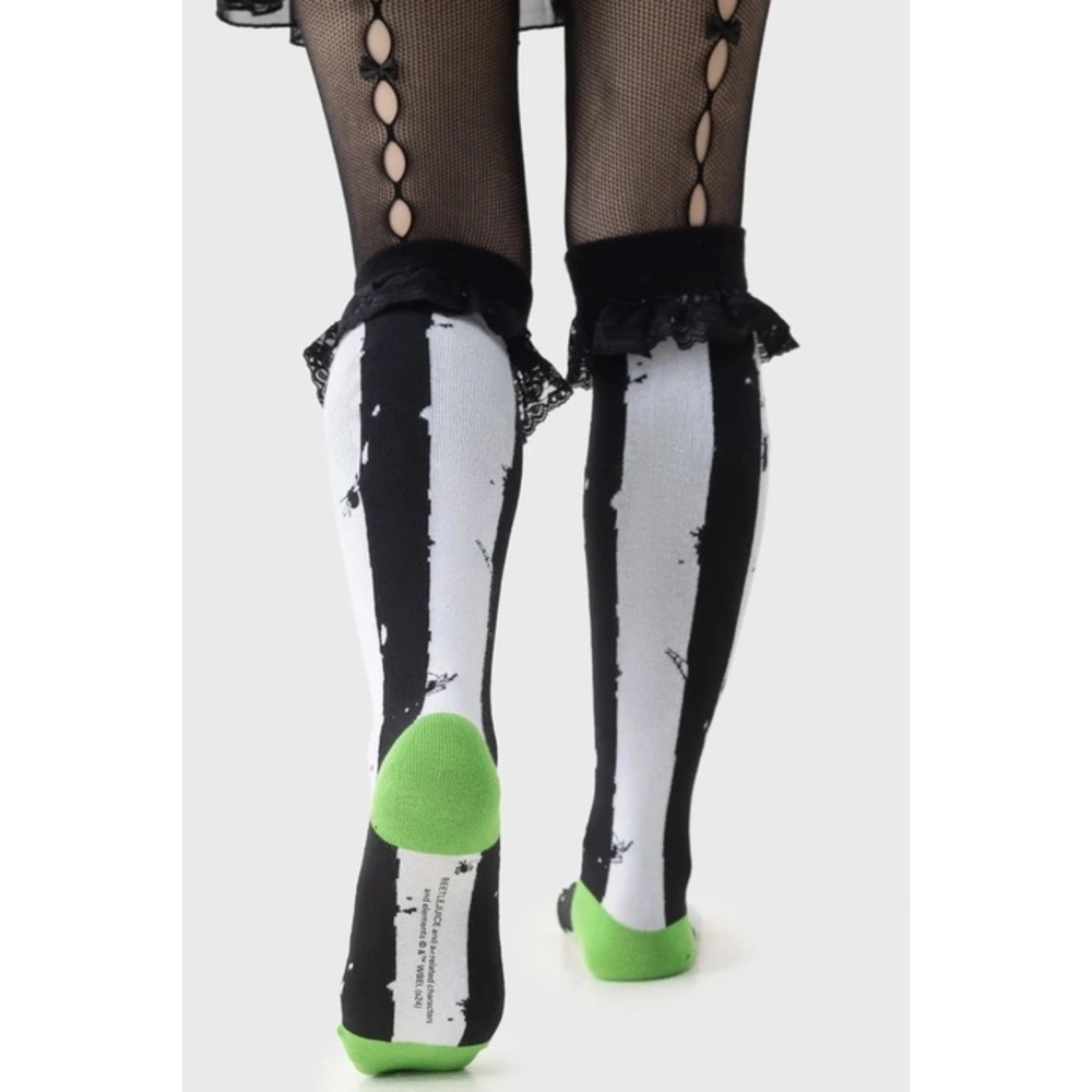 LIMITED EDITION NEW Beetlejuice stripe spider web socks horror punk Halloween